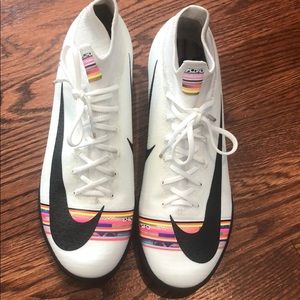 NWOT White and rainbow Nike turf shoes